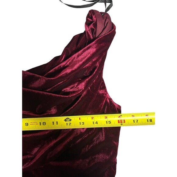 Vince Camuto Womens Red Velvet Cowl Neck Evening Dress Gown 12 Formal Holiday - Picture 8 of 11